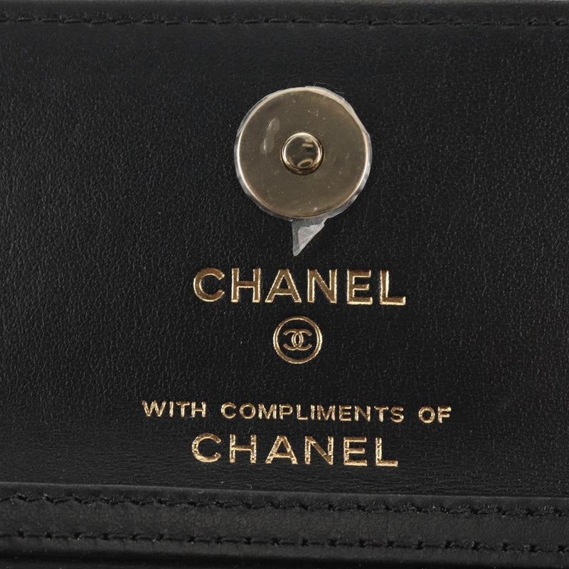 Chanel Flap Card Holder On Chain Quilted Printed Canvas Beige Satin Bag