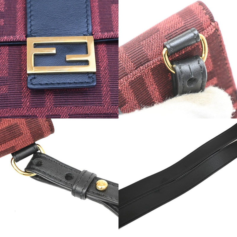 Fendi Baguette Convertible Pouch Zucca Canvas Burgundy