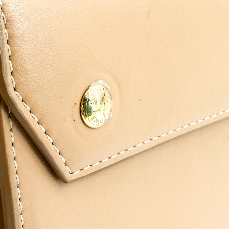 Burberry Convertible Fold Over Pocket Clutch Leather Brown