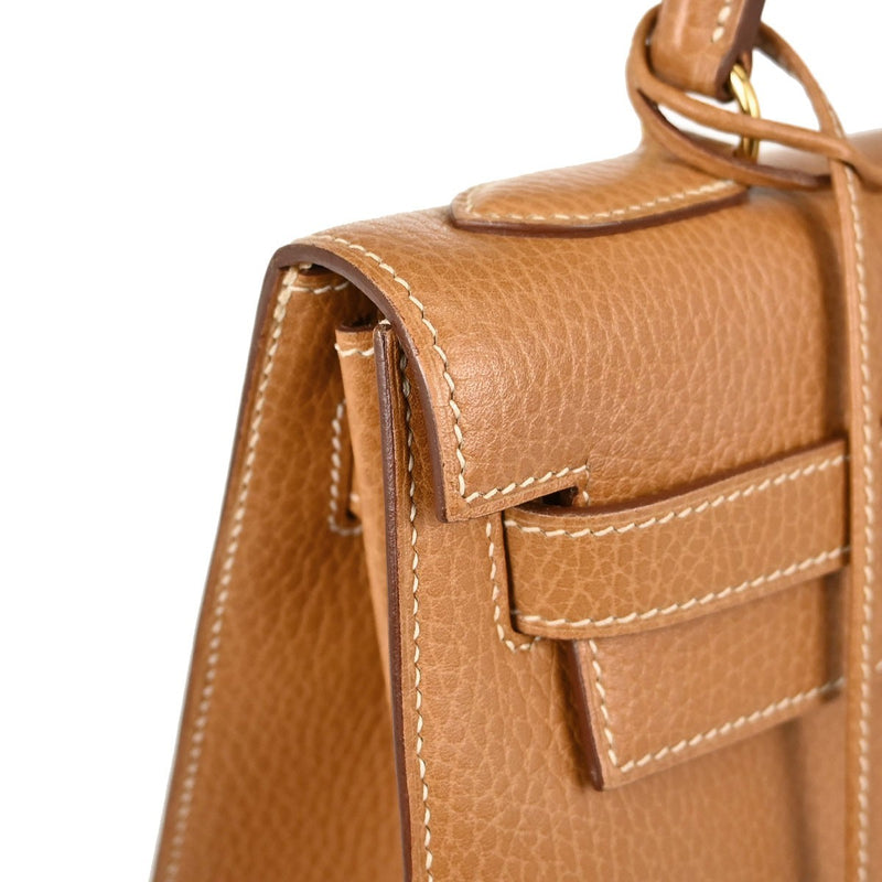 Hermes Kelly Brown Ardennes With Gold Hardware Leather Bag