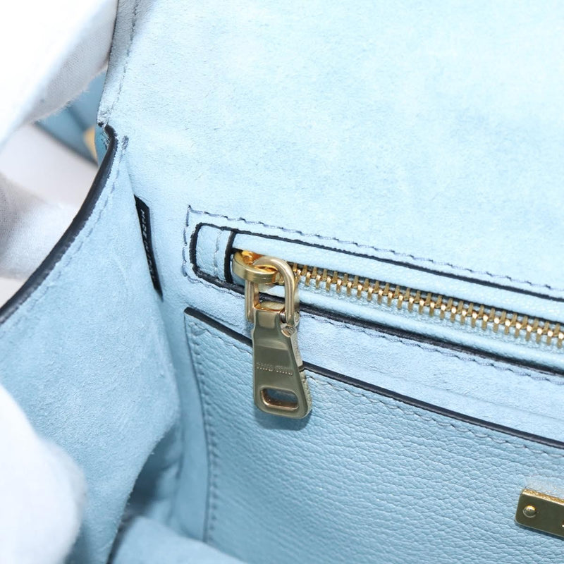 Miu Miu Madras Crystal Buckle Leather Blue Bag