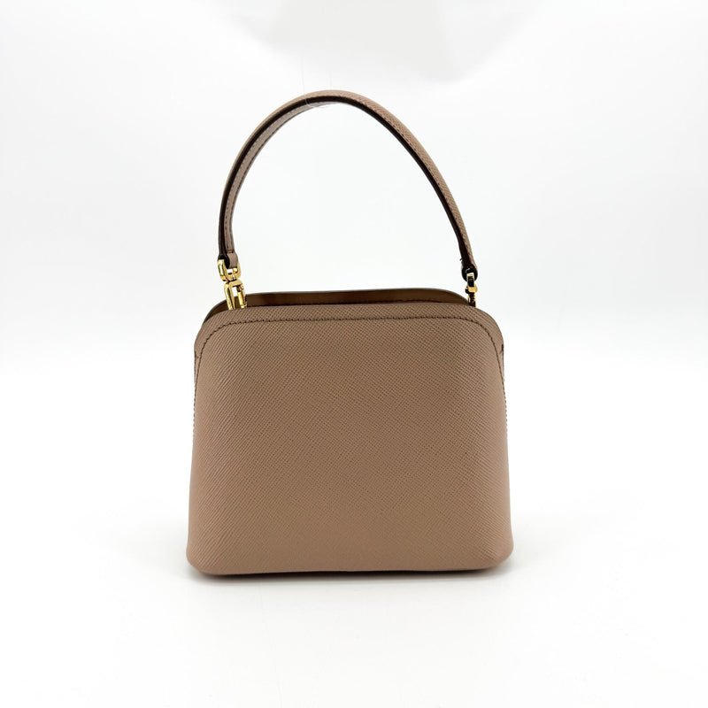 Prada Matinee Top Handle Saffiano Leather Beige Bag