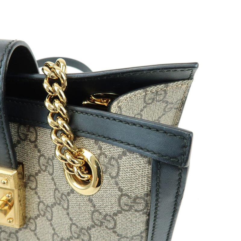 Gucci Padlock Chain Gg Coated Canvas With Leather Beige Bag