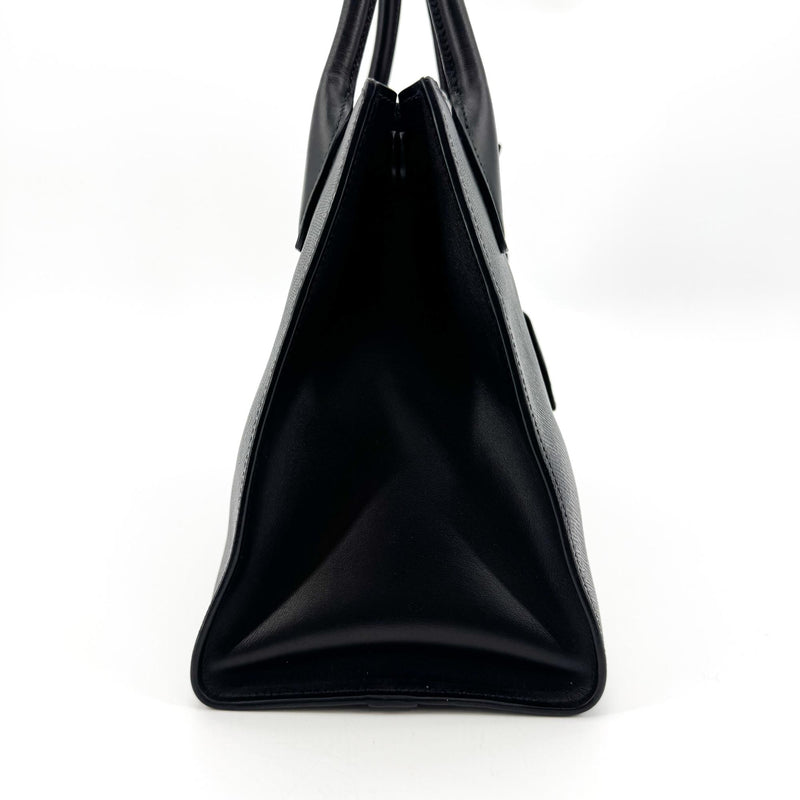 Prada Monochrome Saffiano With City Calf Black Leather Bag