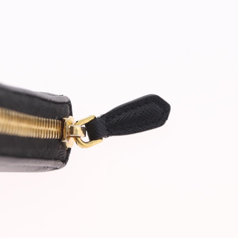 Prada Zip Around Tab Saffiano Leather Black Accessory