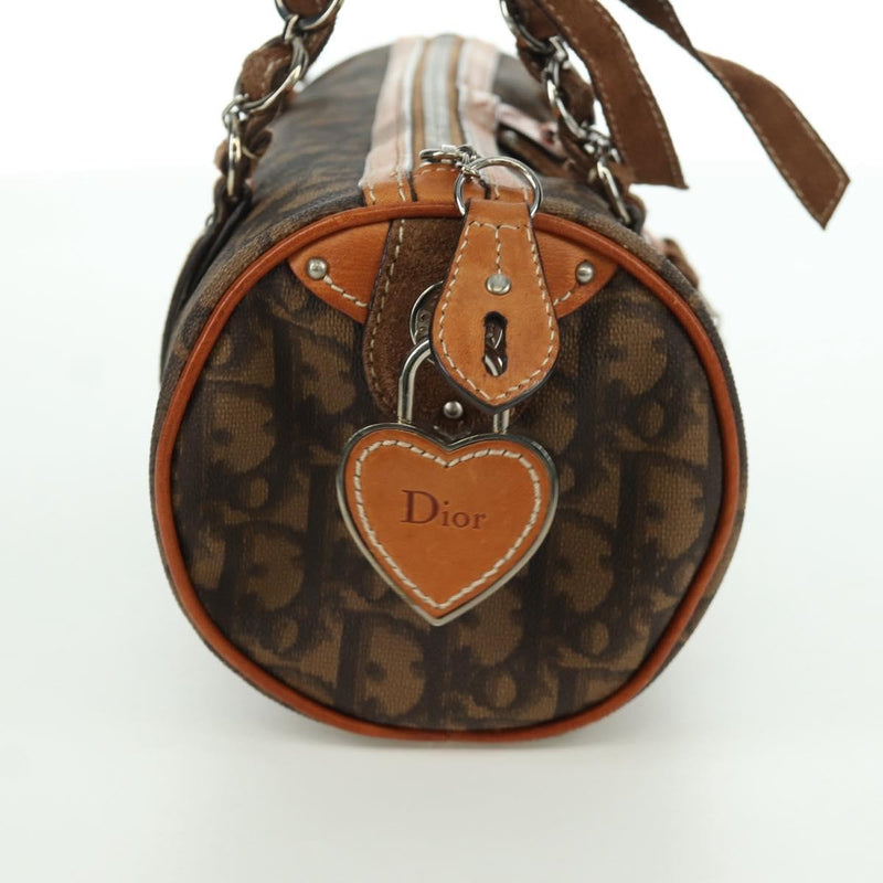 Christian Dior Vintage Trotter Romantique Boston Diorissimo Coated Canvas Brown Bag