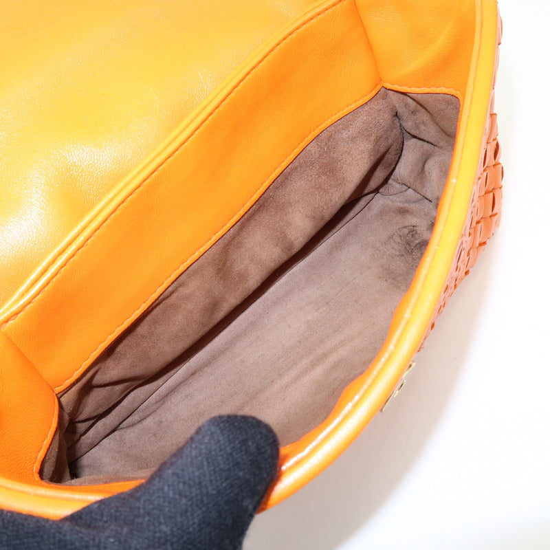 Bottega Veneta Olimpia Intrecciato Nappa Orange Leather Bag