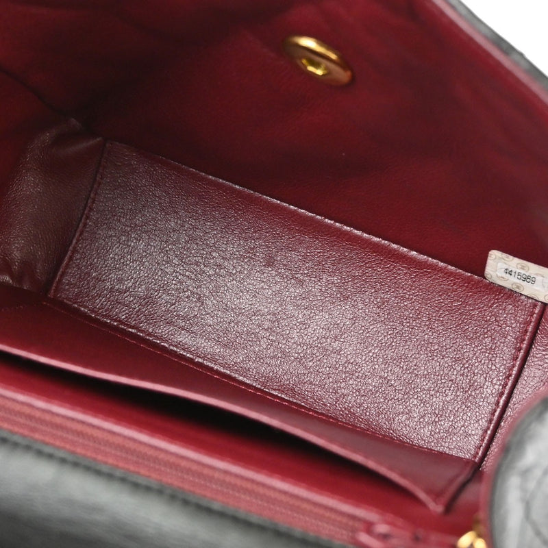 Chanel Vintage Classic Top Handle Flap Quilted Lambskin Black Leather Bag