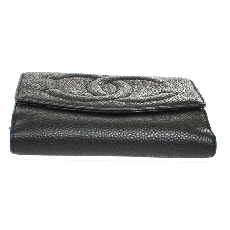 Chanel Vintage Timeless Bifold Caviar Black Leather Accessory