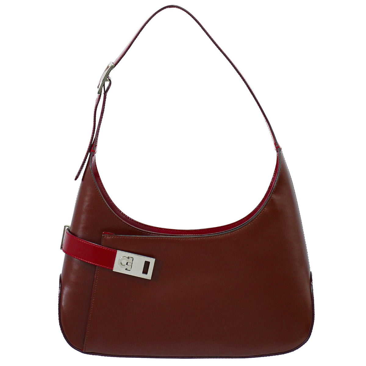 Salvatore Ferragamo Gancini Hobo Leather Brown