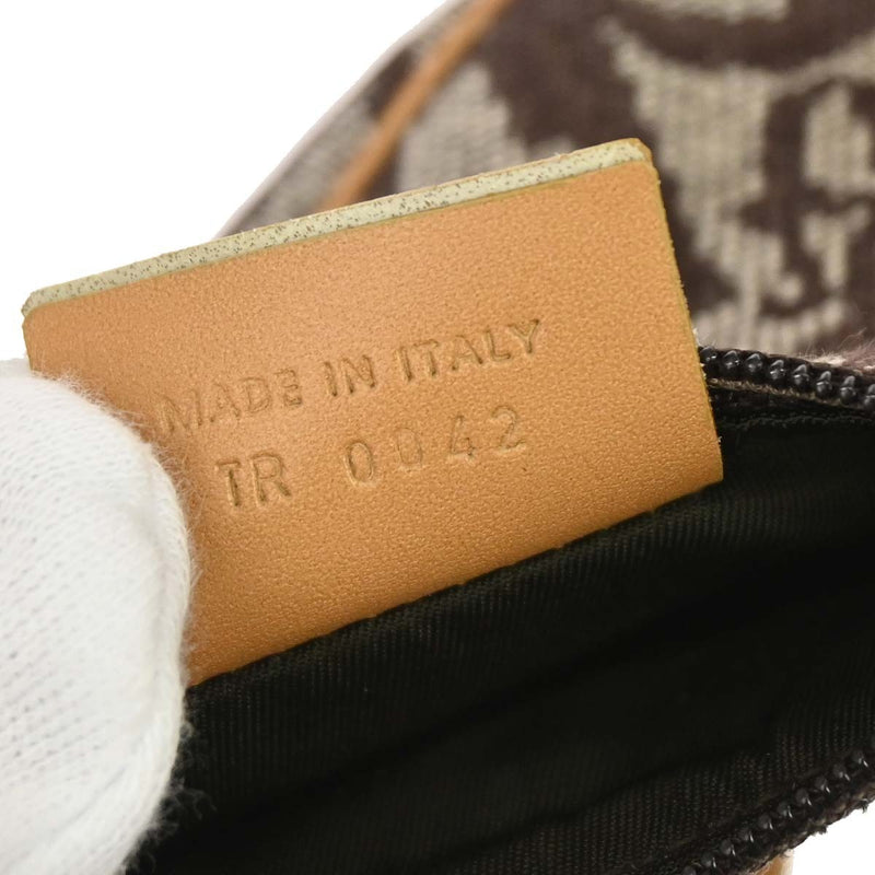 Christian Dior Vintage Saddle Zip Coin Purse Diorissimo Canvas Brown Bag