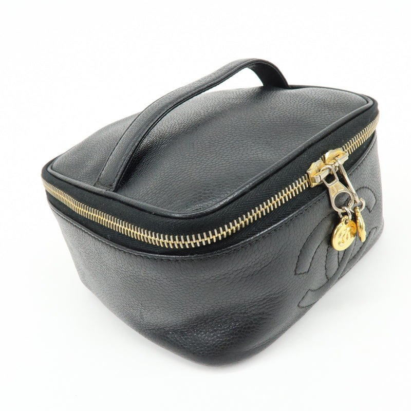 Chanel Vintage Timeless Cosmetic Case Caviar Black Leather Bag