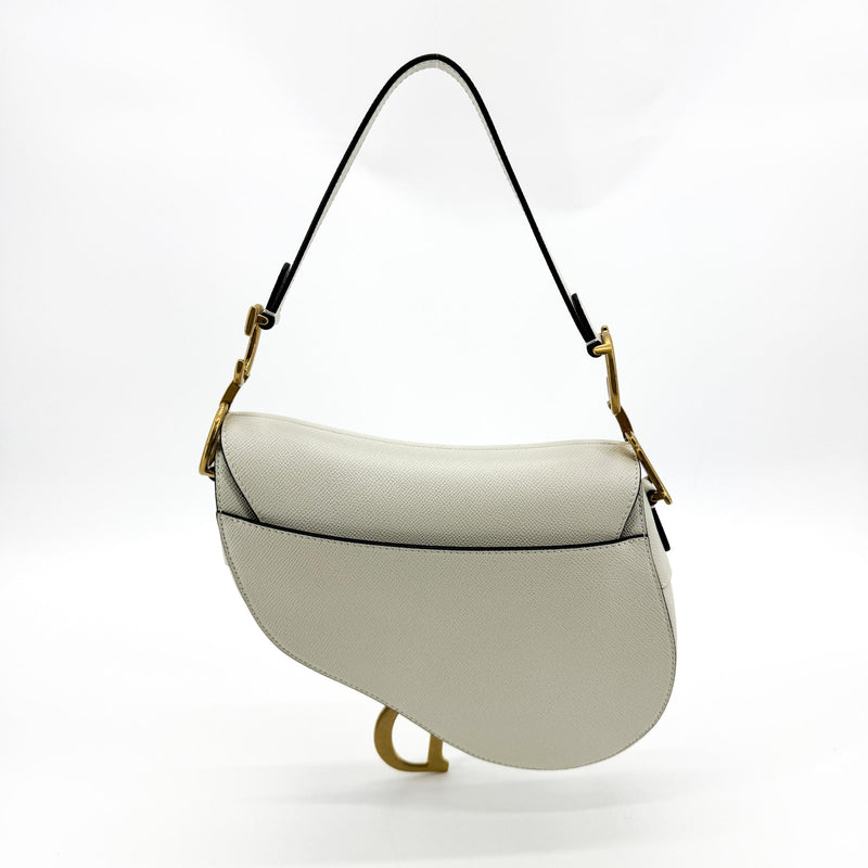 Christian Dior Saddle Leather White Bag