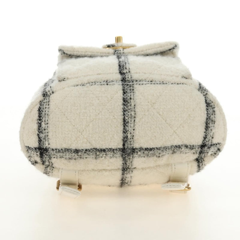 Chanel Duma Drawstring Quilted Wool Tweed Beige Bag