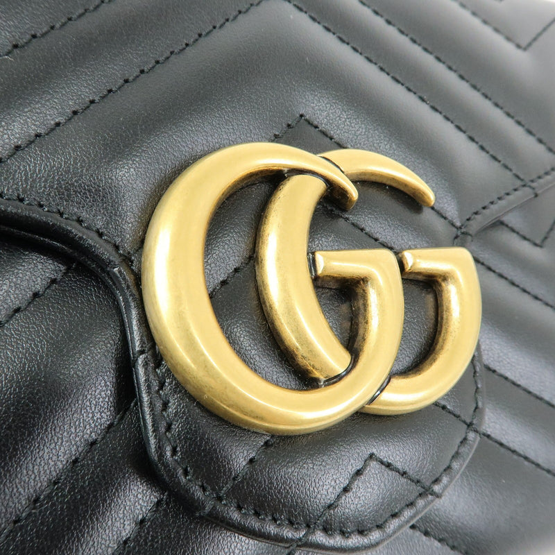 Gucci Gg Marmont Chain Matelasse Leather Black Bag