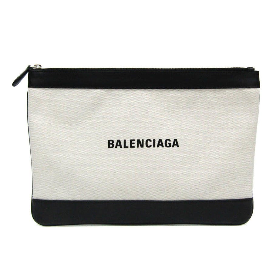 Balenciaga Navy Zip Canvas And Leather Ecru Bag