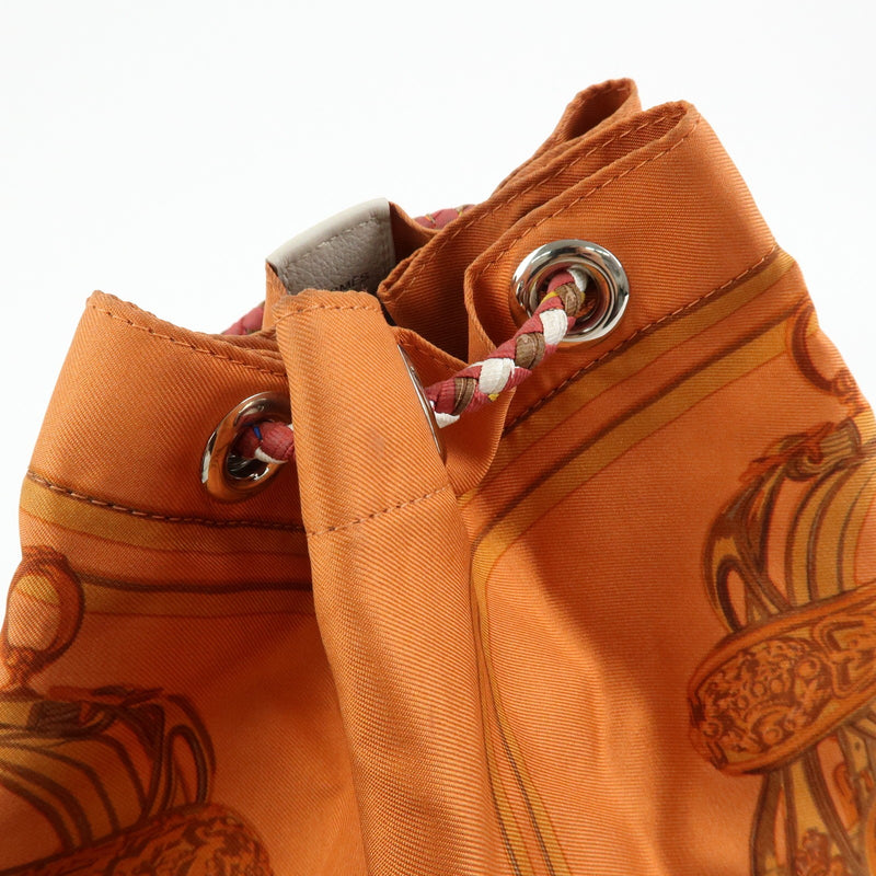 Hermes Soie Cool Printed Silk And Calfskin Orange Bag