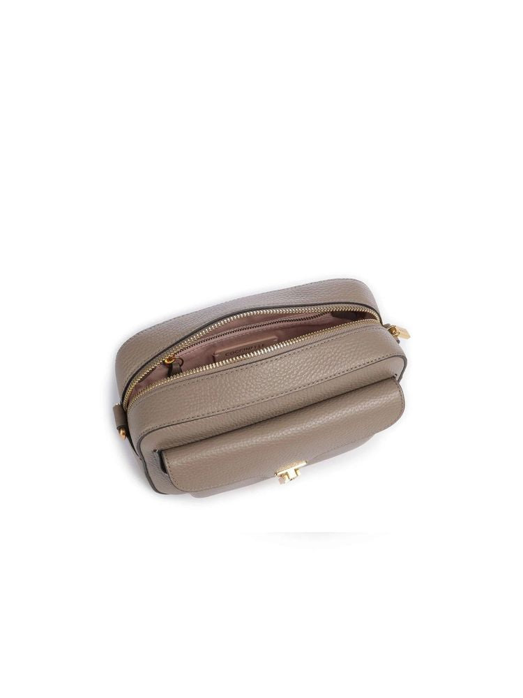 Coccinelle Crossbody Bag — Beige Grained Leather/ribbon