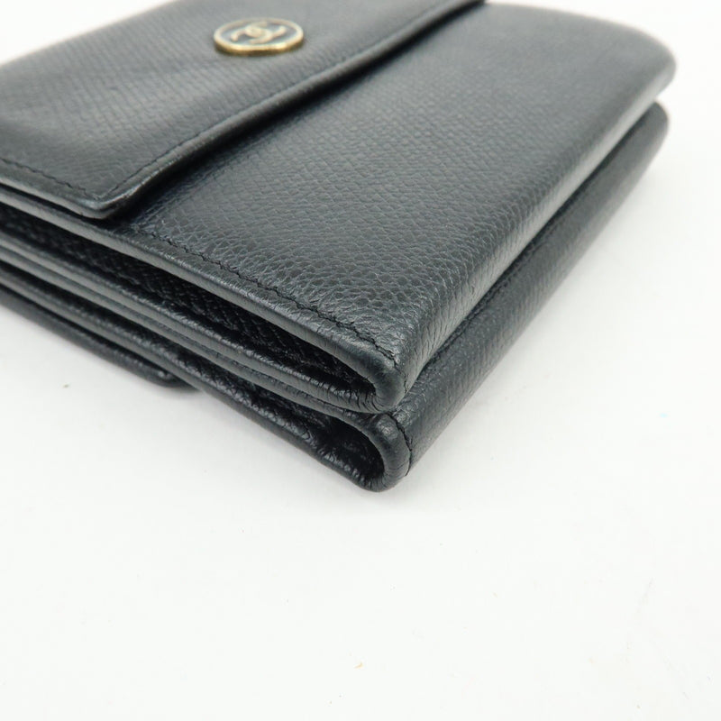 Chanel Cc Button Coin Purse Leather Black Calfskin Accessory