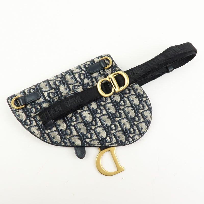 Christian Dior Saddle Belt Oblique Canvas Navy Bag