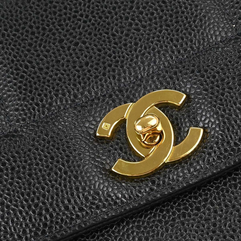 Chanel Vintage Top Handle Vertical Quilt Caviar Black Leather Bag