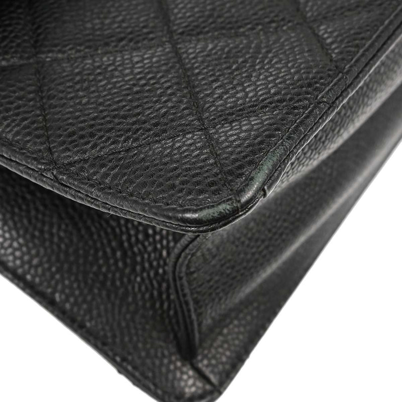 Chanel Paris-Edinburgh Square Flap Caviar 2 Way Black Leather Bag