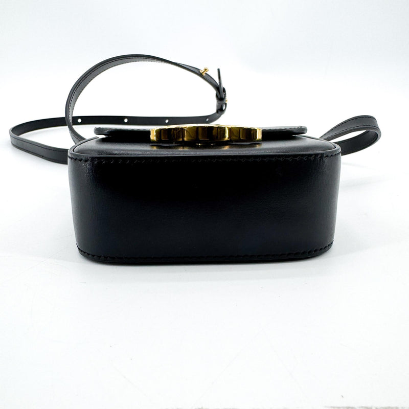 Celine Triomphe Coated Canvas Black Leather Bag