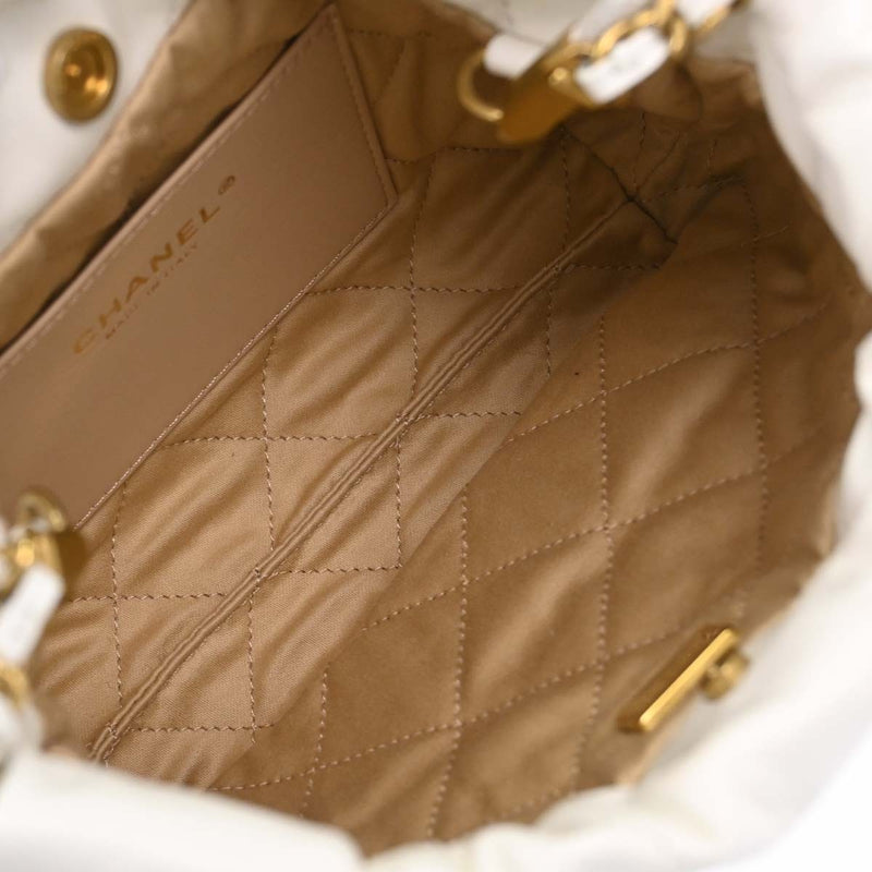 Chanel 22 Chain Hobo Quilted Calfskin White Leather