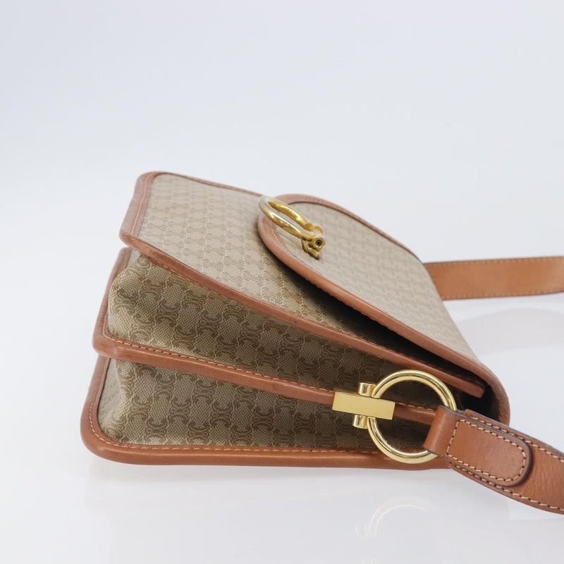 Celine Macadam Shoulder Canvas Beige Bag