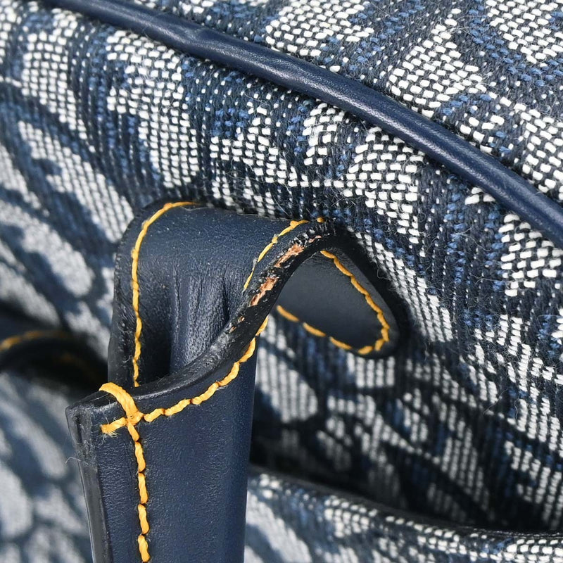 Christian Dior Vintage Saddle Bowler Diorissimo Canvas Navy Bag