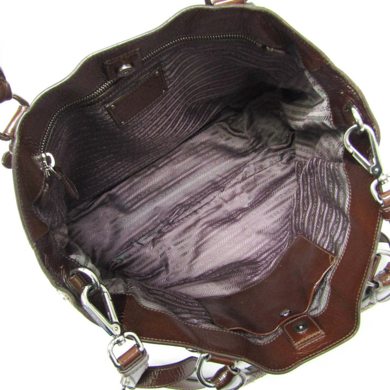 Prada Convertible Zippers Vernice Sfumata Brown Patent_leather Bag
