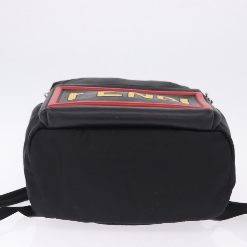 Fendi Fiend Nylon With Printed Leather Black Bag