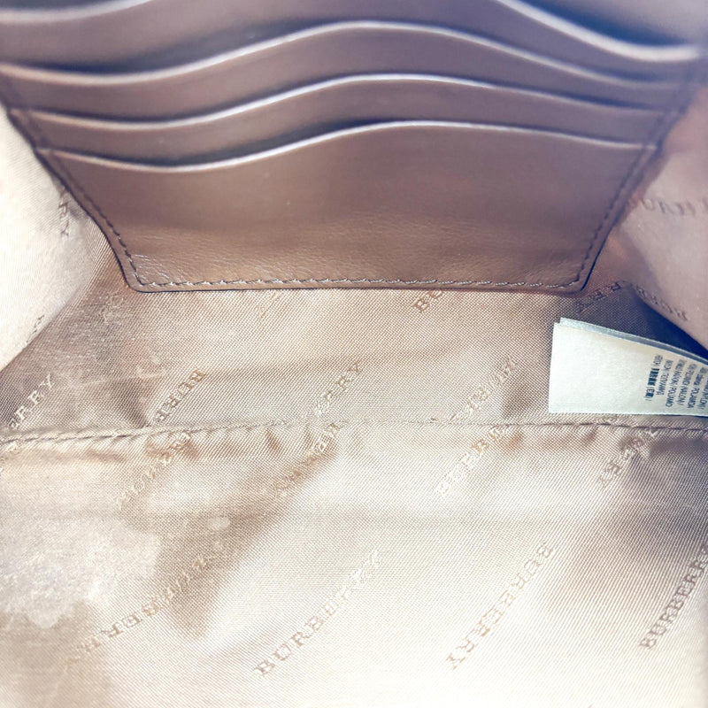 Burberry Peyton Crossbody Clutch Haymarket Coated Canvas Brown
