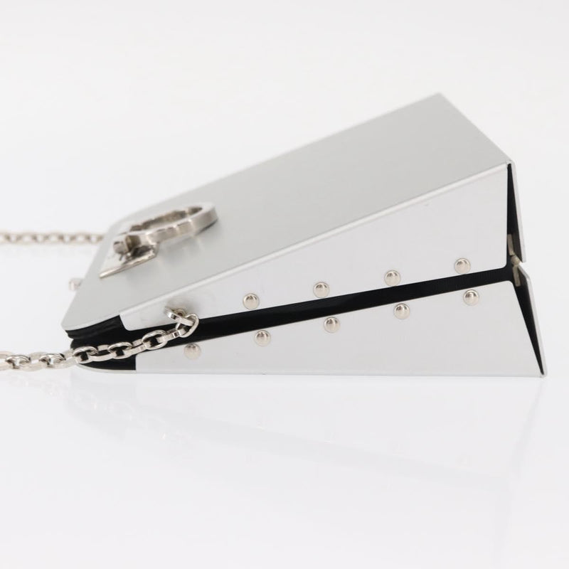 Salvatore Ferragamo Vintage Gancini Chain Leather Silver Stainless_steel Bag