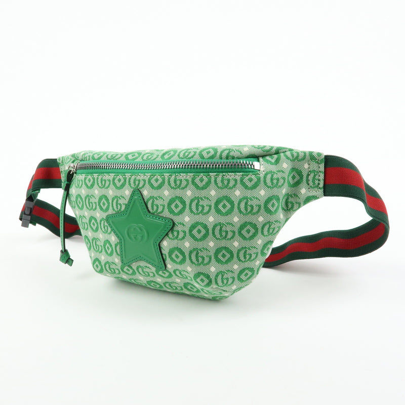 Gucci Childrens Belt Printed Gg Coated Canvas Green Bag
