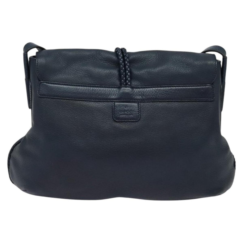 Gucci Hip Bamboo Flap Leather Blue Bag