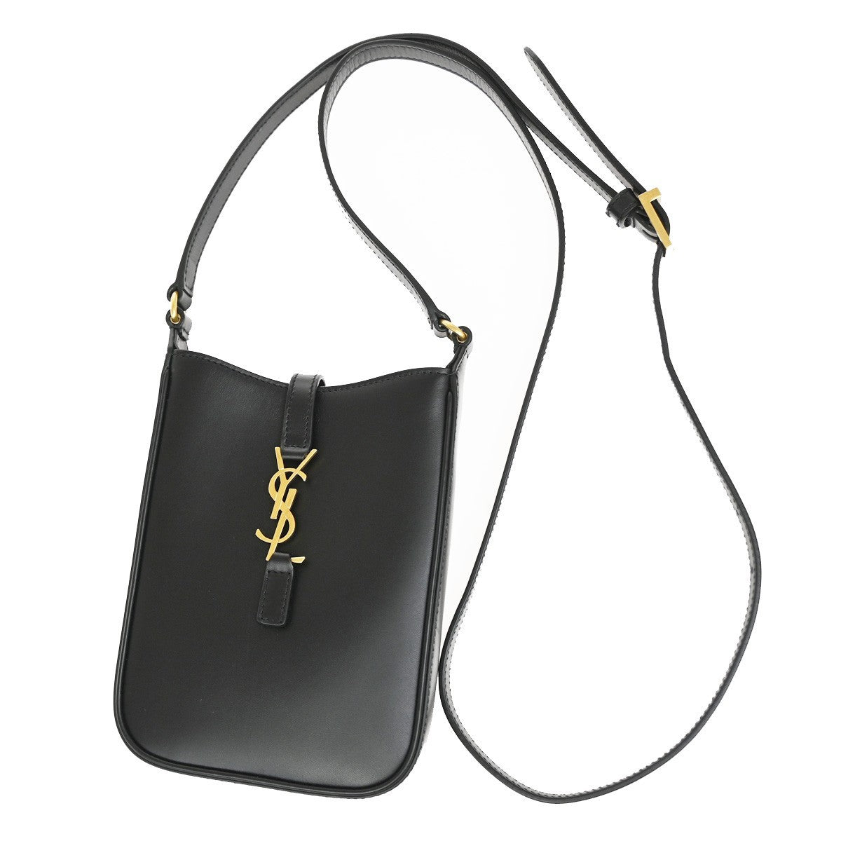 Saint Laurent Le 5 A 7 Vertical Leather Black Bag