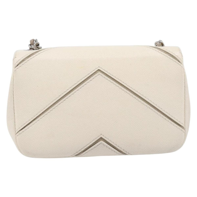 Chanel Macro Flap Chevron Caviar White Calfskin Bag