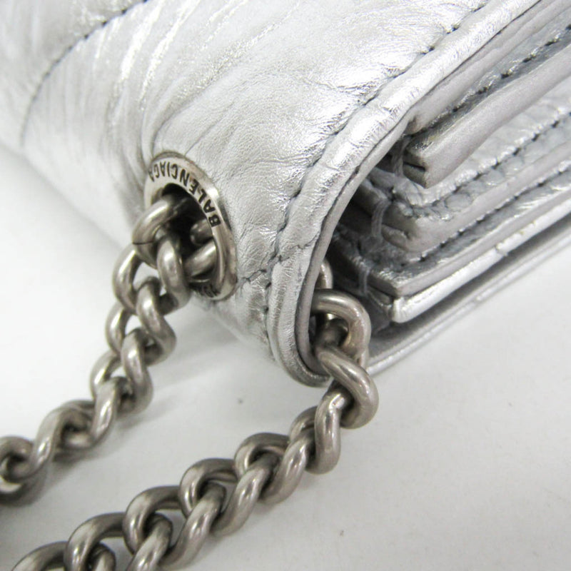 Balenciaga Crush Chain Flap Leather Silver Bag