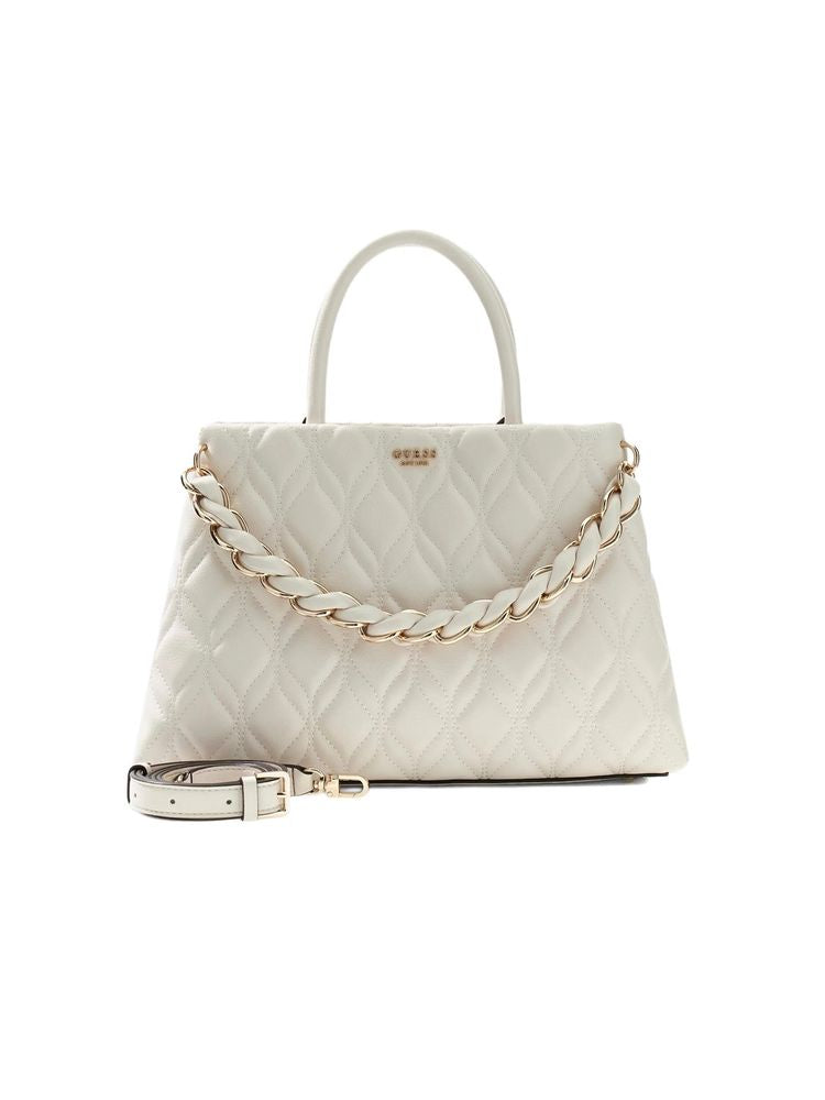 Guess Quilted Polyurethane Shoulder Bag — White