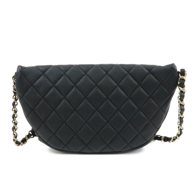 Chanel Business Affinity Waist Quilted Caviar Black Leather Bag