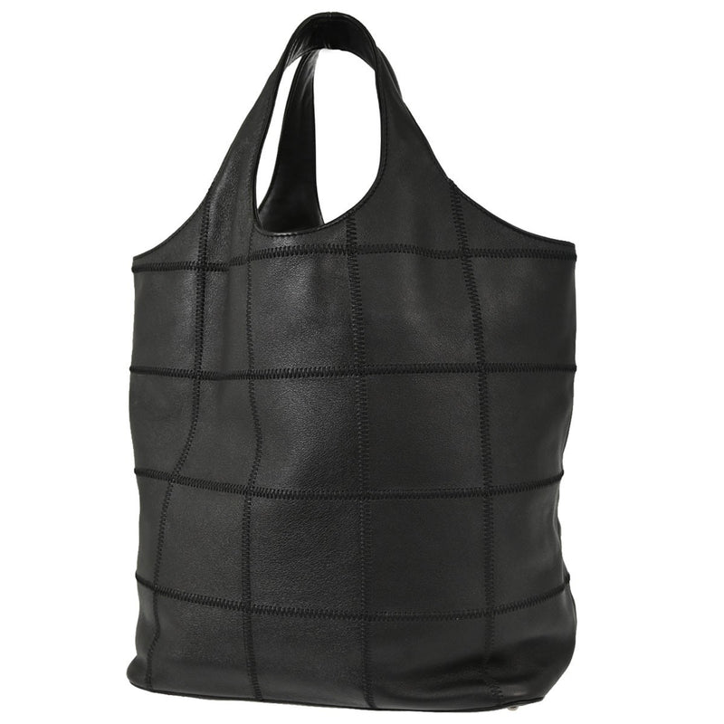 Chanel Square Stitch Tassel Hobo Quilted Leather Black