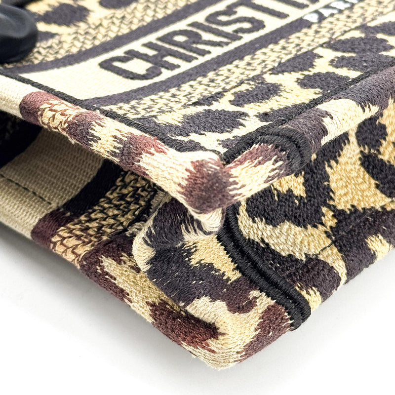 Christian Dior Book Mizza Embroidered Canvas Black Bag