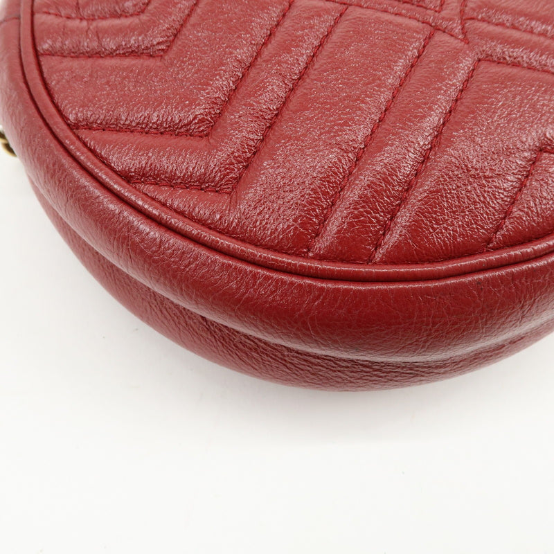 Gucci Gg Marmont Round Matelasse Leather Red Bag