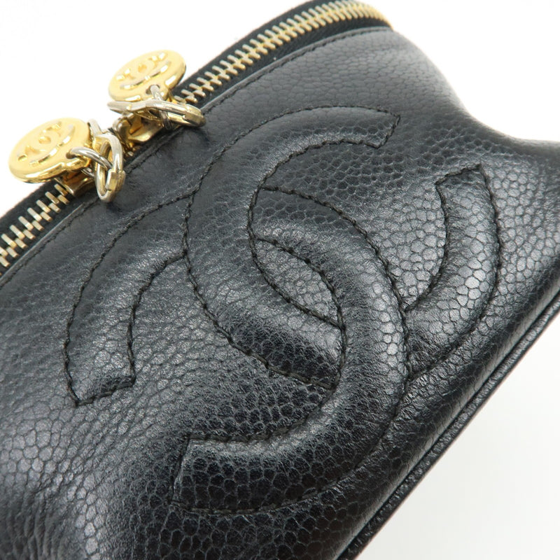 Chanel Vintage Timeless Cosmetic Case Caviar Black Leather Bag