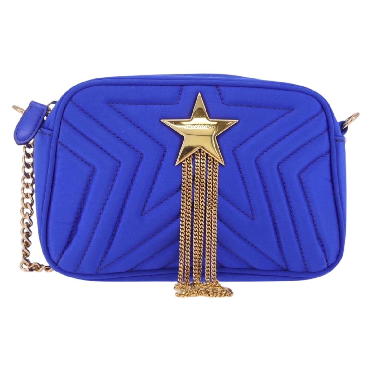Stella Mccartney Star Camera Quilted Satin Blue Bag