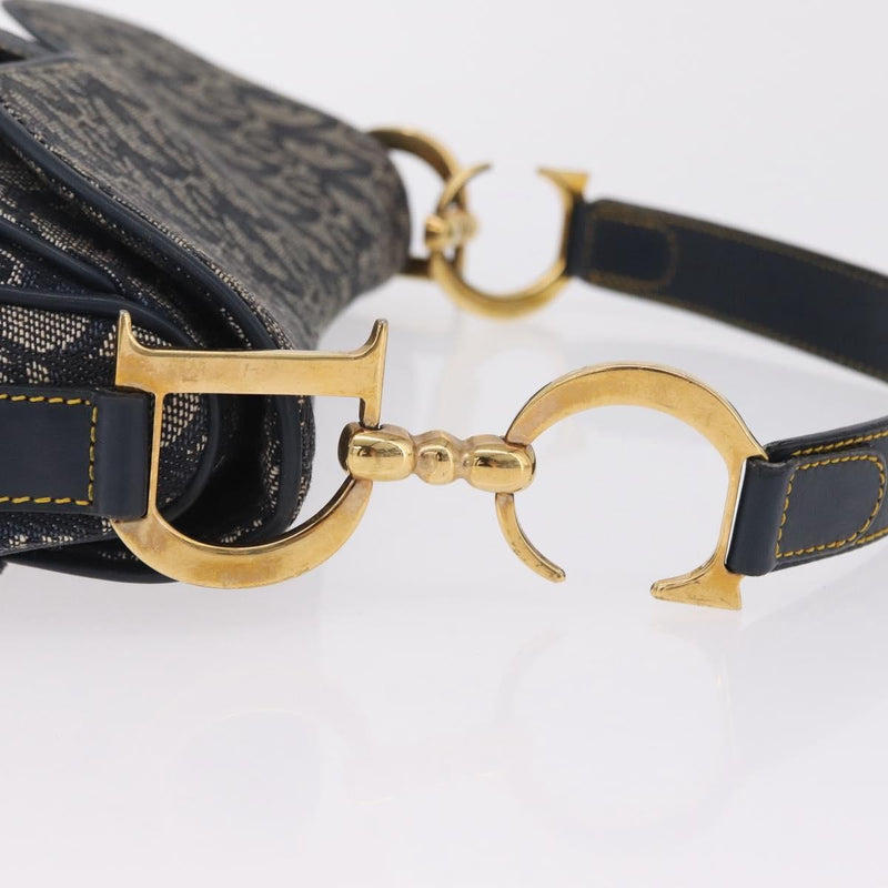 Christian Dior Vintage Double Saddle Diorissimo Canvas Navy Bag