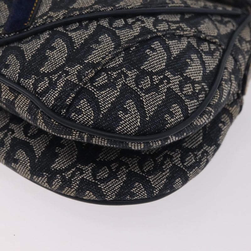 Christian Dior Vintage Double Saddle Diorissimo Canvas Navy Bag