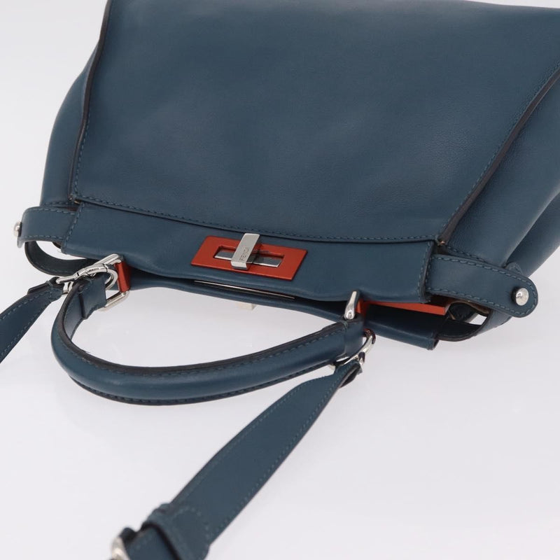 Fendi Peekaboo Ruffled Leather Blue Bag
