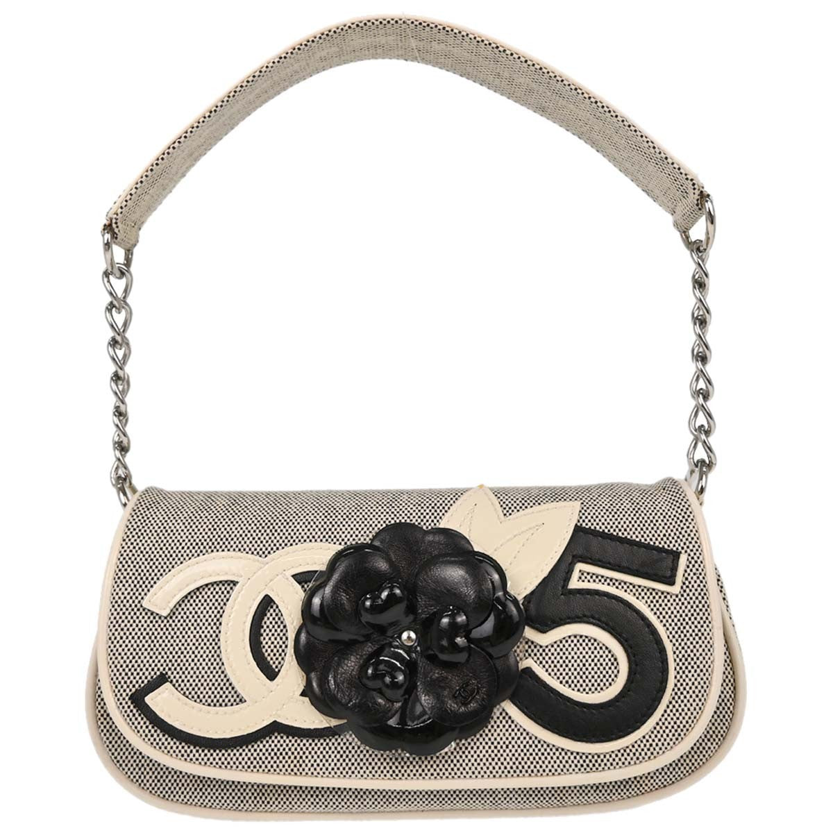 Chanel Camellia No.5 Flap Canvas Black Bag